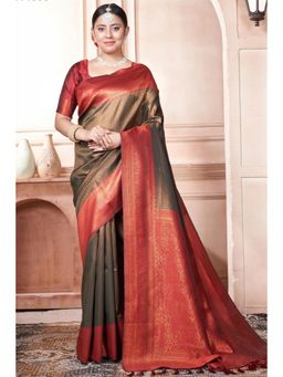 SGF11 - Women Green Woven Saree with Unstitched Blouse