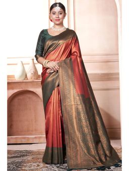 SGF11 - Women Maroon Woven Saree with Unstitched Blouse