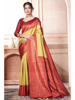 SGF11 - Women Yellow Woven Saree with Unstitched Blouse