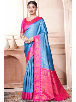 SGF11 - Women Pink Woven Saree with Unstitched Blouse