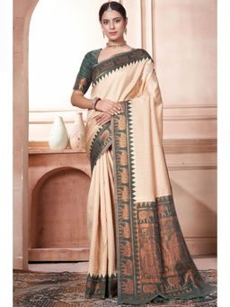SGF11 - Women Green Woven Saree with Unstitched Blouse