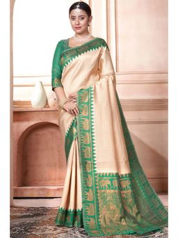 SGF11 - Women Green Woven Saree with Unstitched Blouse