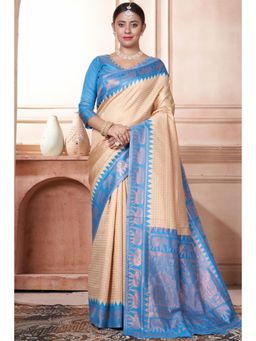 SGF11 - Women Blue Woven Saree with Unstitched Blouse