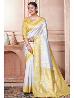 SGF11 - Women Yellow Woven Saree with Unstitched Blouse