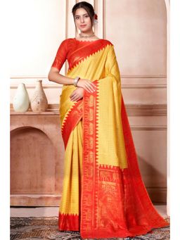 SGF11 - Women Red Woven Saree with Unstitched Blouse