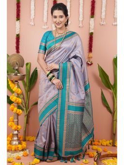 SGF11 - Women Lavender Woven Saree with Unstitched Blouse