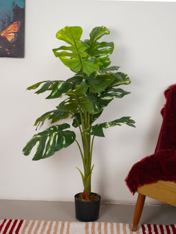 Home Bloom - Artificial Green Tropical Monstera Plant with Pot