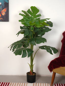 Home Bloom - Artificial Green Tropical Monstera Plant with Pot