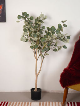 Home Bloom - Artificial Green Money Plant with Pot