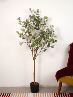 Home Bloom - Artificial Green Money Plant with Pot