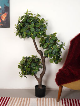 Home Bloom - Artificial Green Ficus Topiary Plant with Pot