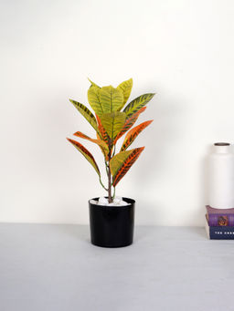 Home Bloom - Artificial Multi-Color Croton Plant with Pot
