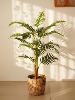 Home Bloom - Artificial Green Natural Looking Areca Palm Indoor Plant with Pot