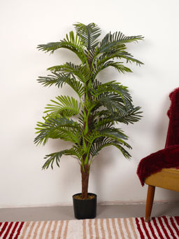 Home Bloom - Artificial Green Natural Looking Areca Palm Indoor Plant with Pot