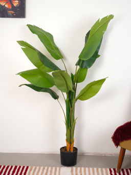 Home Bloom - Artificial Green Bird Of Paradise Fake Tropical Banana Plant with Pot