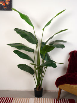 Home Bloom - Artificial Green Bird Of Paradise Fake Tropical Banana Plant with Pot