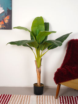 Home Bloom - Artificial Green Bird Of Paradise Fake Tropical Banana Plant with Pot