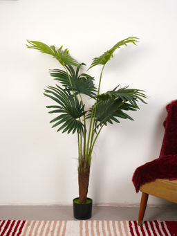 Home Bloom - Artificial Green Circular Fan Palm Plant with Pot