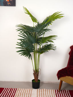 Home Bloom - Artificial Green Circular Fan Palm Plant with Pot