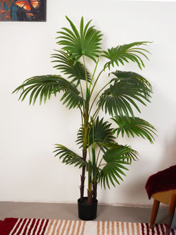 Home Bloom - Artificial Green Circular Fan Palm Plant with Pot