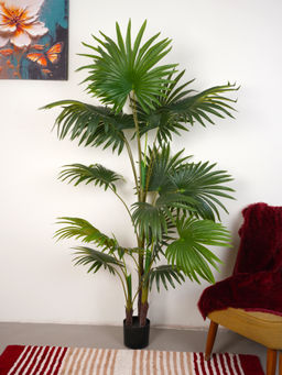 Home Bloom - Artificial Green Circular Fan Palm Plant with Pot