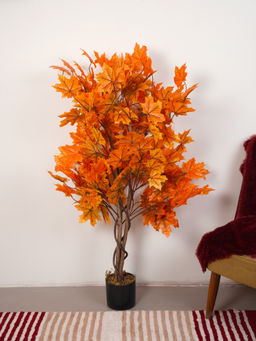 Home Bloom - Artificial Canadian Orange Maple Plant with Pot