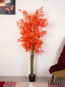 Home Bloom - Artificial Canadian Orange Maple Plant with Pot