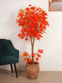 Home Bloom - Artificial Canadian Orange Maple Plant with Pot