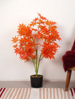 Home Bloom - Artificial Canadian Orange Maple Plant with Pot