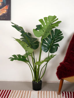 Home Bloom - Artificial Green Tropical Monstera Plant with Pot