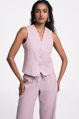 TERRA LUNA - Women's Pink Solid Waistcoat