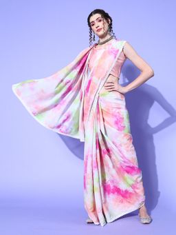 Sareemall - Womens Organza Multicolored Digital Print Designer Saree with Unstitched Blouse