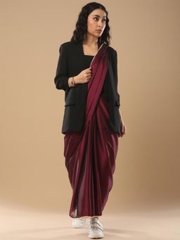 Akhilam - Womens Georgette Purple Solid Designer Saree with Unstitched Blouse