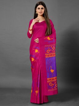 Akhilam - Womens Bhagalpuri Silk Pink Printed Celebrity Saree with Unstitched Blouse