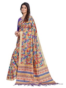 Akhilam - Womens Manipuri Silk Multicolored Digital Print Designer Saree with Unstitched Blouse