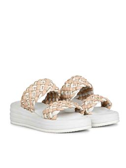 Saint G - Flurina Off White Braided Leather Platform Sandals