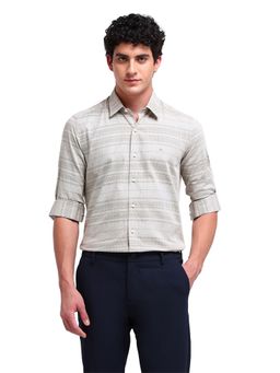 Arrow Newyork - Men Brown Checks Full Sleeves Collar Neck Formal Shirt