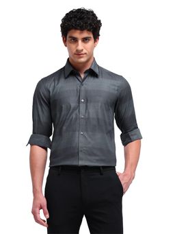Arrow Newyork - Men Teal Woven Full Sleeves Collar Neck Formal Shirt