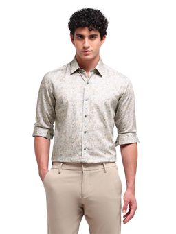 Arrow Newyork - Men Brown Printed Full Sleeves Collar Neck Formal Shirt