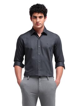 Arrow Newyork - Men Grey Solid Full Sleeves Collar Neck Formal Shirt