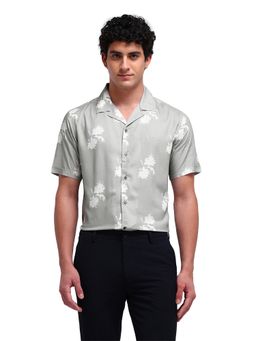 Arrow Newyork - Men Grey Printed Half Sleeves Collar Neck Formal Shirt