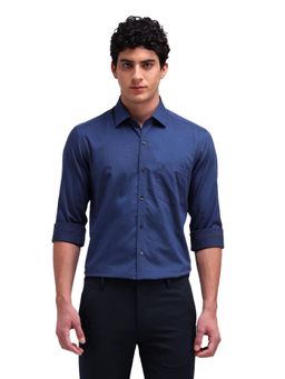 Arrow - Men Blue Solid Full Sleeves Collar Neck Formal Shirt