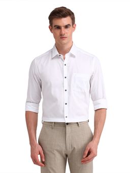 Arrow - Men White Solid Full Sleeves Collar Neck Formal Shirt
