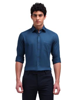 Arrow - Men Blue Solid Full Sleeves Collar Neck Formal Shirt