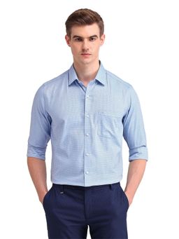 Arrow - Men Blue Checks Full Sleeves Collar Neck Formal Shirt