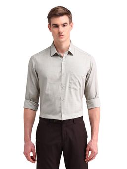 Arrow - Men Beige Checks Full Sleeves Collar Neck Formal Shirt