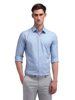 Arrow - Men Blue Solid Full Sleeves Collar Neck Formal Shirt