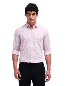 Arrow - Men Pink Self Design Full Sleeves Collar Neck Formal Shirt