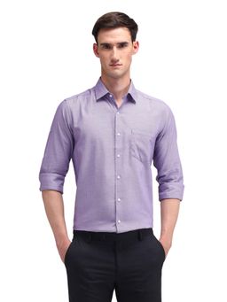 Arrow - Men Lavender Self Design Full Sleeves Collar Neck Formal Shirt