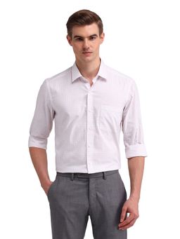 Arrow - Men White Checks Full Sleeves Collar Neck Formal Shirt
